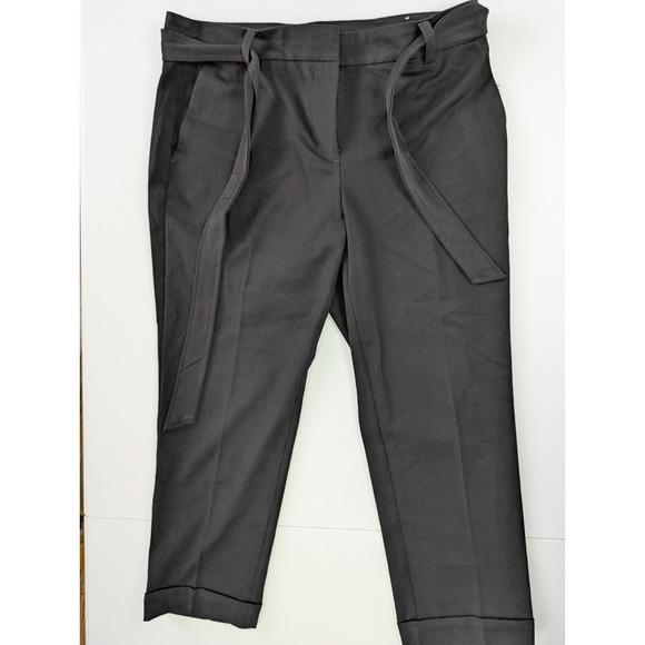 LOFT Pants - LOFT Womens 12P Black Tie Waist Ankle Pants NWT Bow Belt Petite